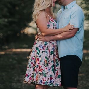 Beautiful floral pink striped dress